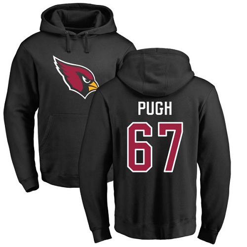 Arizona Cardinals Men Black Justin Pugh Name And Number Logo NFL Football 67 Pullover Hoodie Sweatshirts